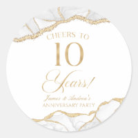 Elegant White Gold Agate 10th Anniversary Party