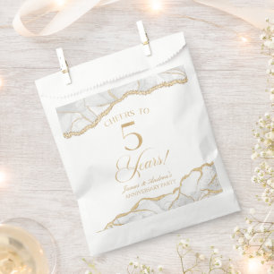Elegant White Gold Agate 5th Anniversary Party Favour Bags