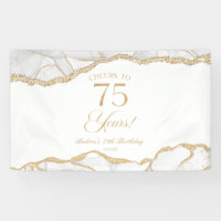 Elegant White Gold Agate 75th Birthday Party