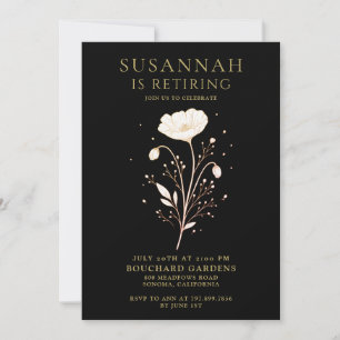 Elegant White Gold Black Retirement Party Invitation