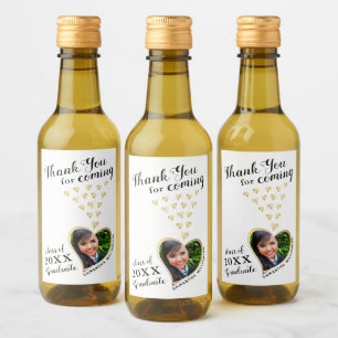 Elegant White Gold Black Thank You 2024 Graduation Wine Label