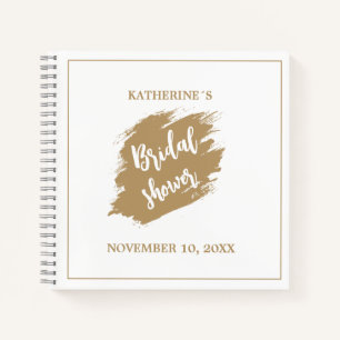 Elegant White Gold Bridal Shower Square Soft Lines Notebook