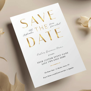 Elegant White & Gold Business Event Corporate Save The Date