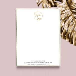 Elegant White & Gold Business Logo Luxury Branded Custom Letterhead
