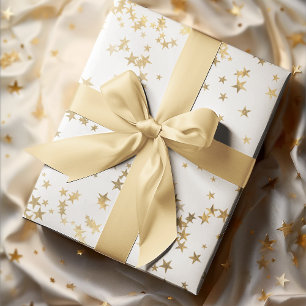 Elegant White & Gold Christmas Holiday Wrapping Paper Sheet
