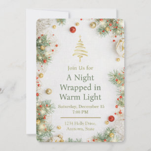 Elegant White & Gold Christmas Party Invitation