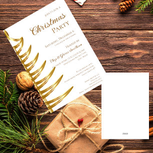 Elegant White & Gold Christmas Party Invitation