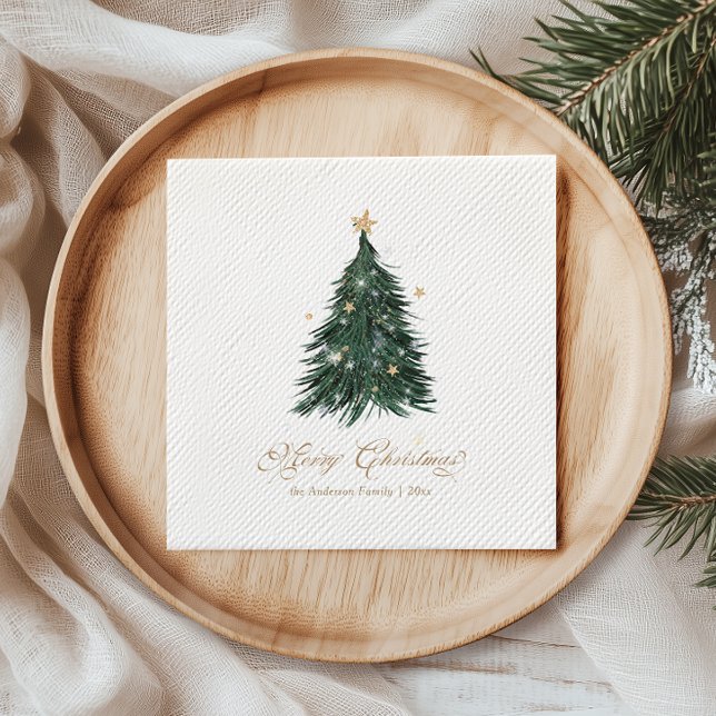 Elegant White Gold Christmas tree Napkin (Creator Uploaded)