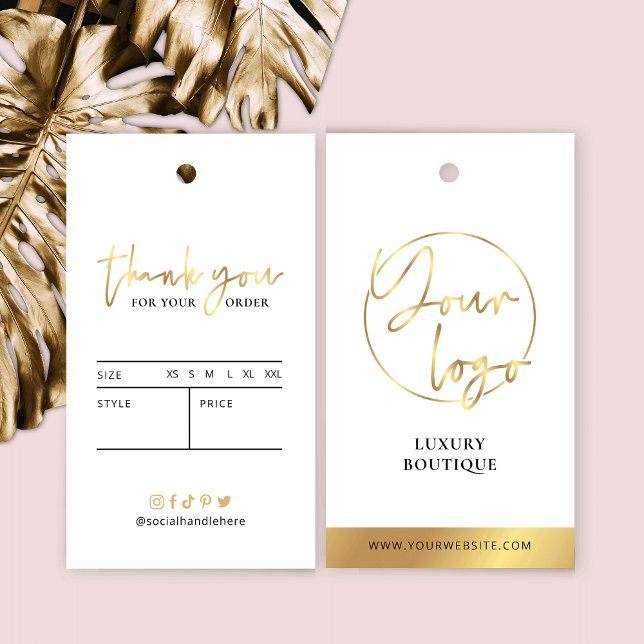 Elegant White & Gold Clothing Hang Tag Price Label (Creator Uploaded)