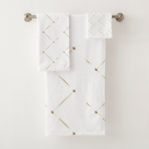 ELEGANT WHITE GOLD DIAMOND BATHROOM TOWEL SET