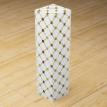 Elegant White & Gold Dot Grid Wine Box<br><div class="desc">Elegant gold and white geometric dot and lines grid pattern.</div>