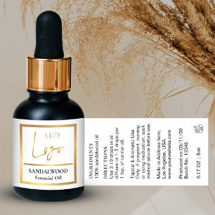 Elegant White & Gold Essential Oil Dropper Bottle