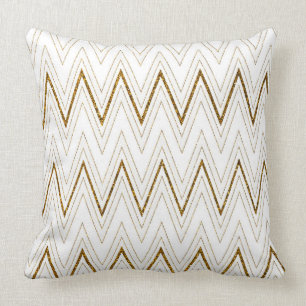 Elegant White gold faux glitter chevron pattern Cushion