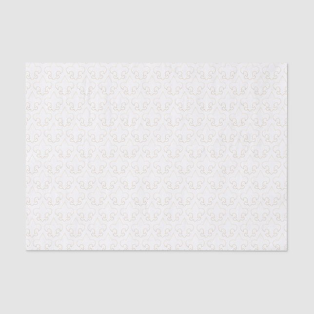 Elegant White & Gold Fleur De Lis Tissue Paper (Front)