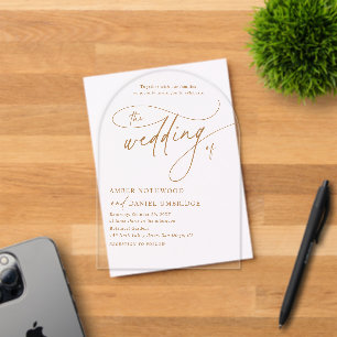 Elegant White Gold Floral Arch Wedding  Acrylic Invitations