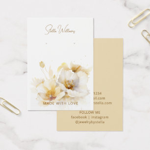 Elegant White Gold Flower Earring Display Card