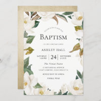 Elegant White Gold Flowers Boy or Girl Baptism