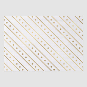 Elegant White & Gold Foil Christmas Stripes & Dots Tissue Paper