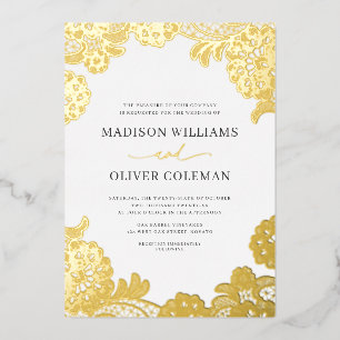 Elegant White + Gold Foil Lace Wedding Real