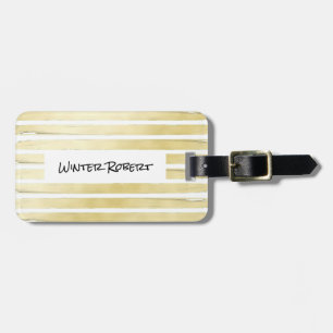 Elegant white gold foil paint striped luggage tag