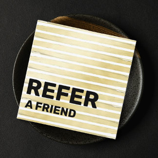 Elegant white gold foil paint striped professional referral card