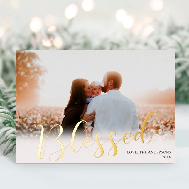 Elegant white gold foil photo Blessed Christmas (Creator Uploaded)