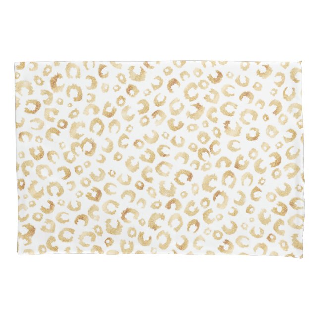 Elegant White Gold Glitter Leopard Animal Print Pillowcase (Front)