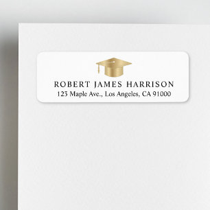 Elegant White Gold Graduation Return Address