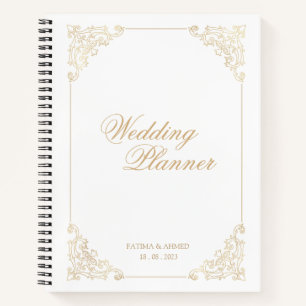 Elegant White Gold Islamic Muslim Wedding Planner Notebook