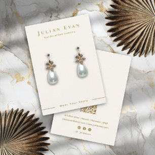 Elegant White Gold Jewellery Earring Display Business Card