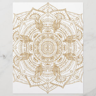 Elegant White & Gold Mandala Hand Drawn Design Custom Letterhead