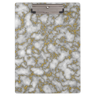Elegant  White Gold Marble Clipboard