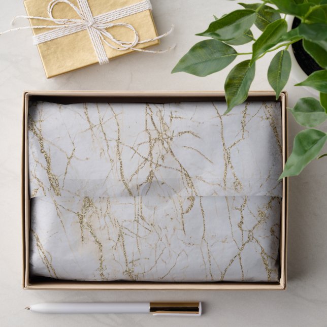 Elegant White & Gold Marble Gift Tissue Paper (Gift)