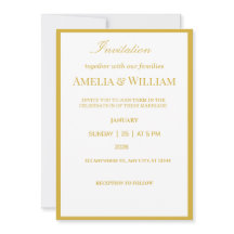 Elegant White Gold Minimal Wedding Invitation