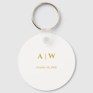 Elegant White Gold Minimal Wedding Key Ring