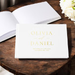 Elegant White Gold Modern Minimalist Guest Book<br><div class="desc">Preserve cherished memories with our Elegant Modern Minimalist Foil Guest Book. Featuring a sleek, understated design with shimmering foil accents, it offers a perfect blend of sophistication and simplicity. Crafted with premium materials, this guest book ensures a timeless keepsake for your special day. Its minimalist aesthetic complements any event theme,...</div>