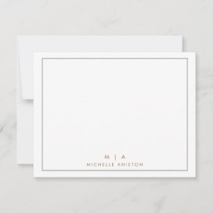 Elegant White Gold Modern Monogram Classic Custom  Card