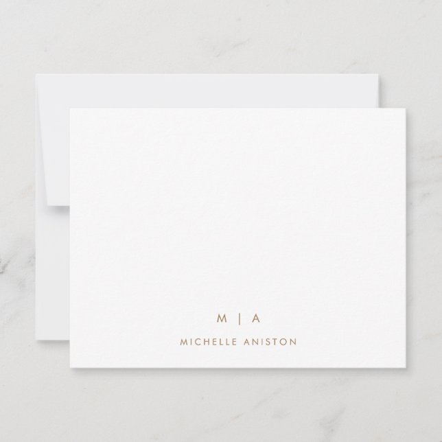 Elegant White Gold Modern Monogram Classic Custom  Card (Front)