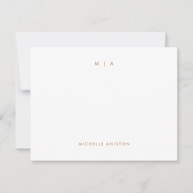 Elegant White Gold Modern Monogram Classic Custom  Card (Front)