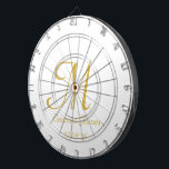 Elegant White Gold Monogram Initial Name Custom<br><div class="desc">Elegant White and Gold Monogram Initial Name Custom Dart Board</div>