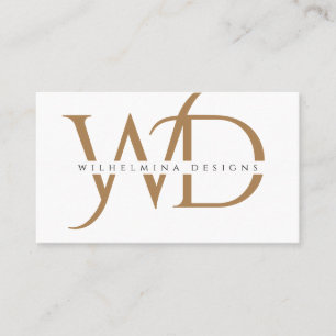 Elegant White Gold Monogram Luxurious Typography Business Card