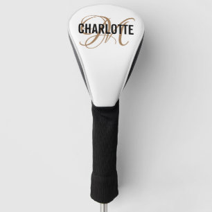Elegant white gold Monogram Name Golf Head Cover