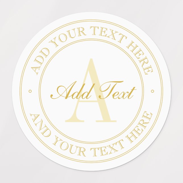 Elegant White & Gold Monogram Waterproof Labels (Design 3)