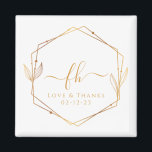 Elegant White Gold Monogrammed Thank You Wedding Magnet<br><div class="desc">Make sure your guests never forget your special day with these elegant wedding magnets. Featuring a luxurious white and gold design, these magnets are the perfect addition to any wedding favour bag or welcome package. The monogrammed initials of the happy couple are prominently displayed, along with the thank you note...</div>