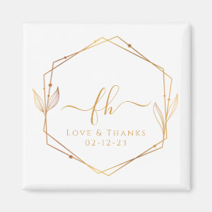 Elegant White Gold Monogrammed Thank You Wedding Magnet