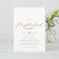 Elegant White & Gold Neighbourhood Gathering Party