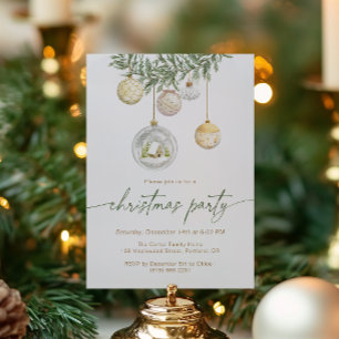Elegant White Gold ornament Christmas party Invitation