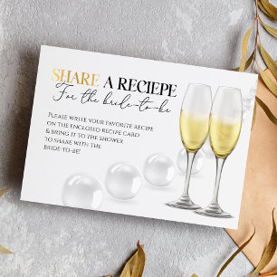 Elegant White Gold Pearls & Prosecco Bridal Shower Enclosure Card