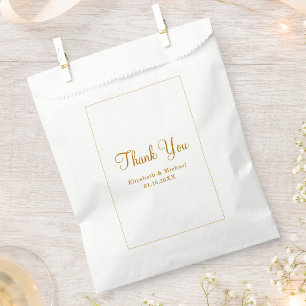 Elegant White Gold Personalised Thank You Favour Bags