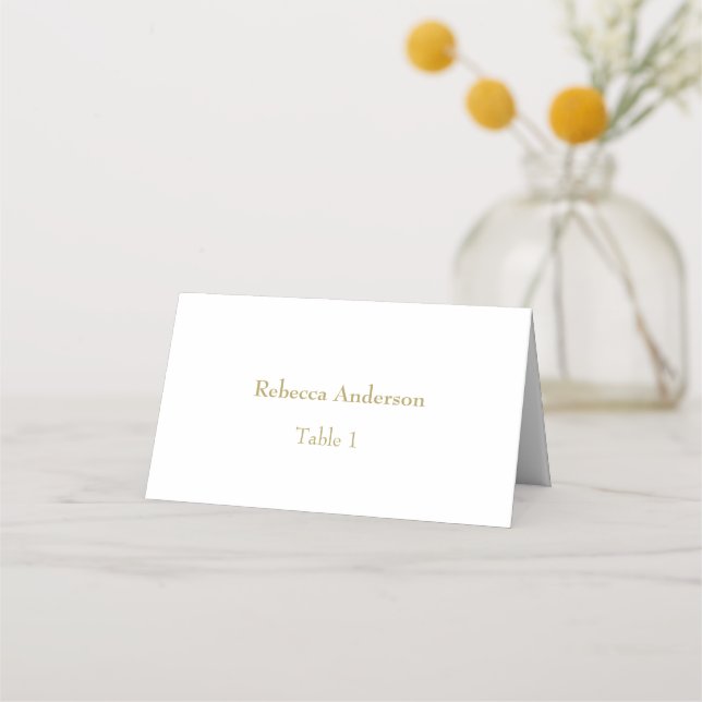 Elegant White & Gold Place card (Front)